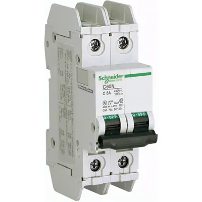Circuit Breaker, 2 A, 120/240 V, 2, Miniature, Box Lug/Box Lug, 3.19 in.